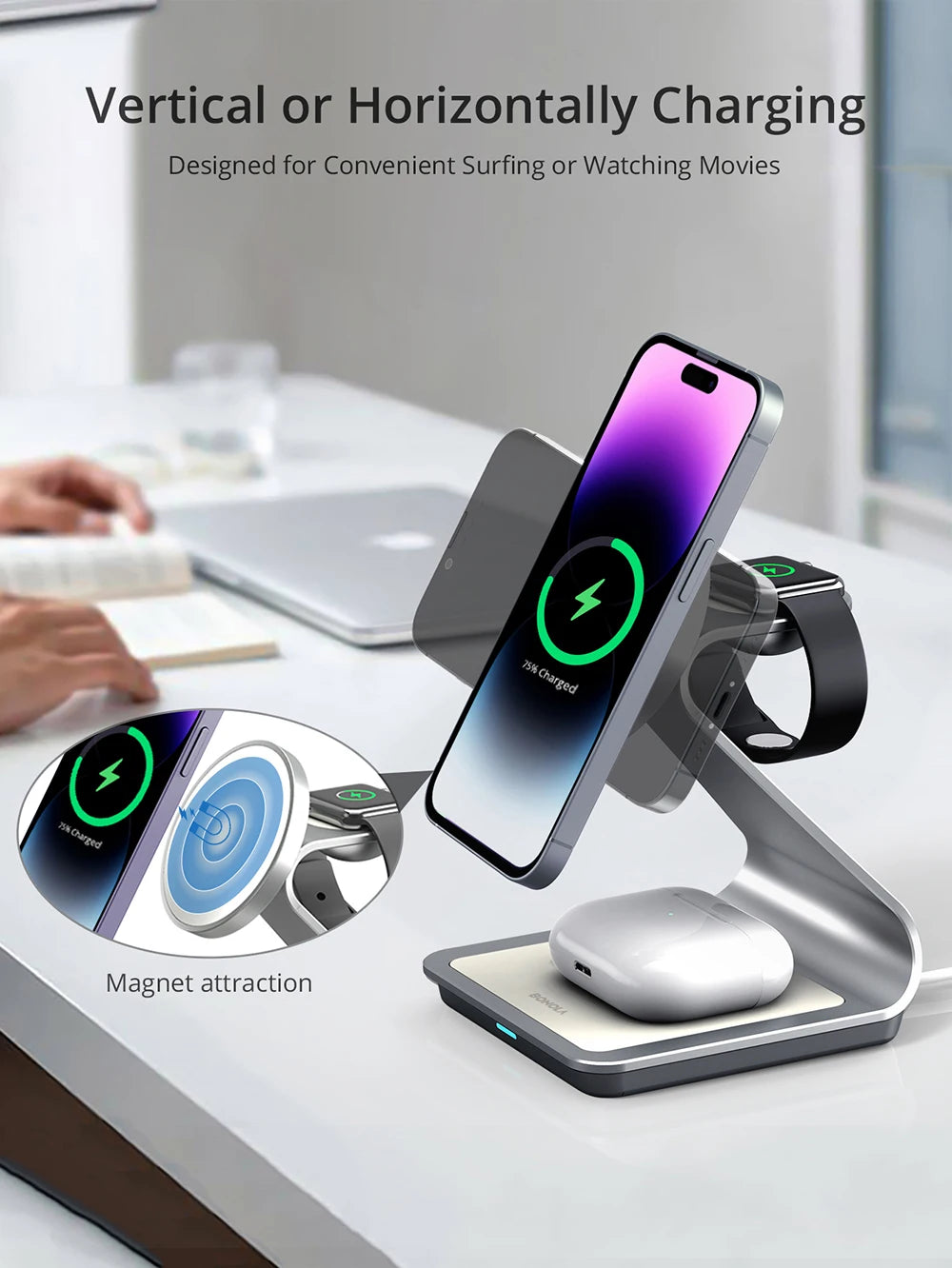 Magnetic 3 in 1 Wireless Charger for Apple