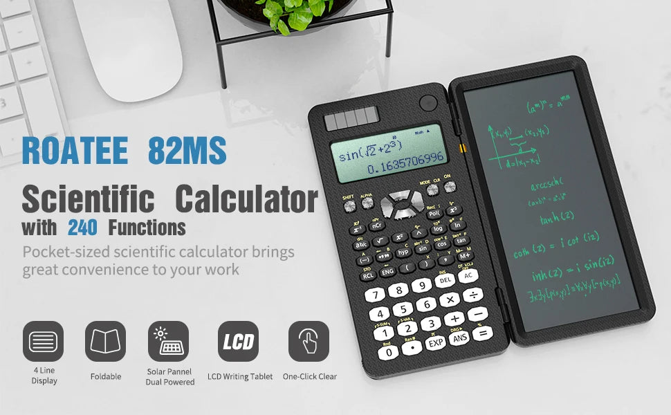 Mini Scientific Calculator with Writing Tablet