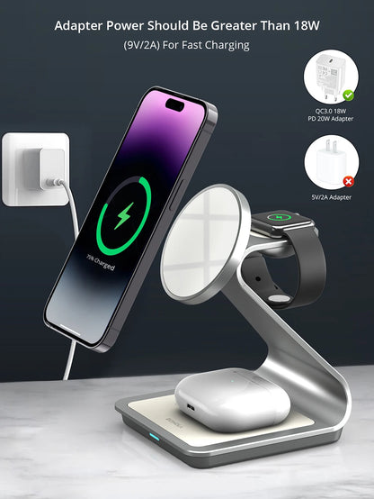 Magnetic 3 in 1 Wireless Charger for Apple