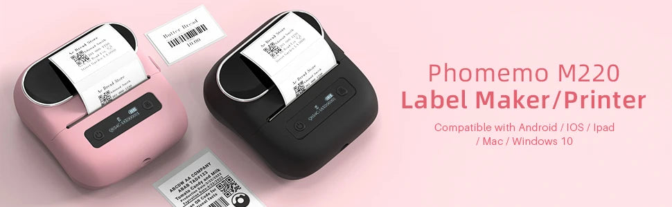 Phomemo Label Printer M220 Label Maker Mini Barcode Label Printer Wireless Portable Sticker Label Maker Machine for Address