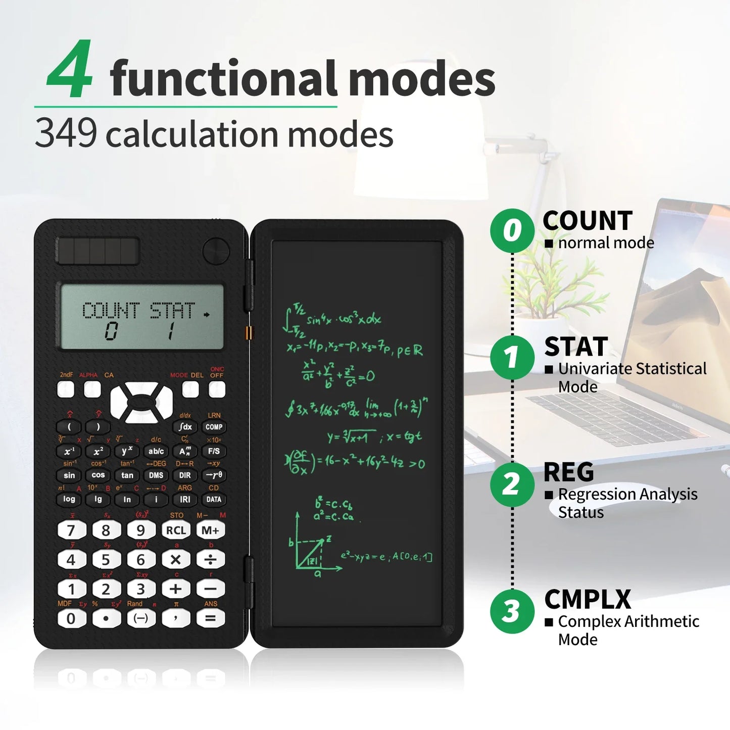 Mini Scientific Calculator with Writing Tablet