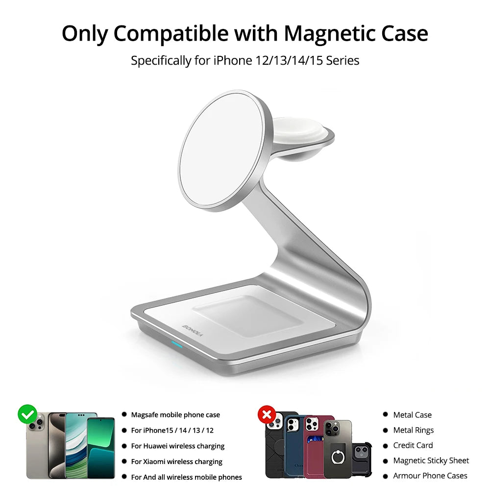 Magnetic 3 in 1 Wireless Charger for Apple